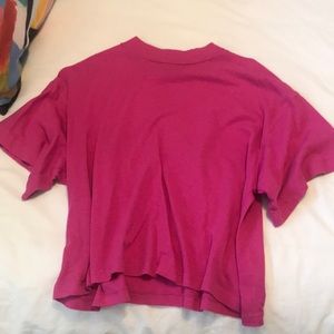 Free People Mock Neck Pink Tee